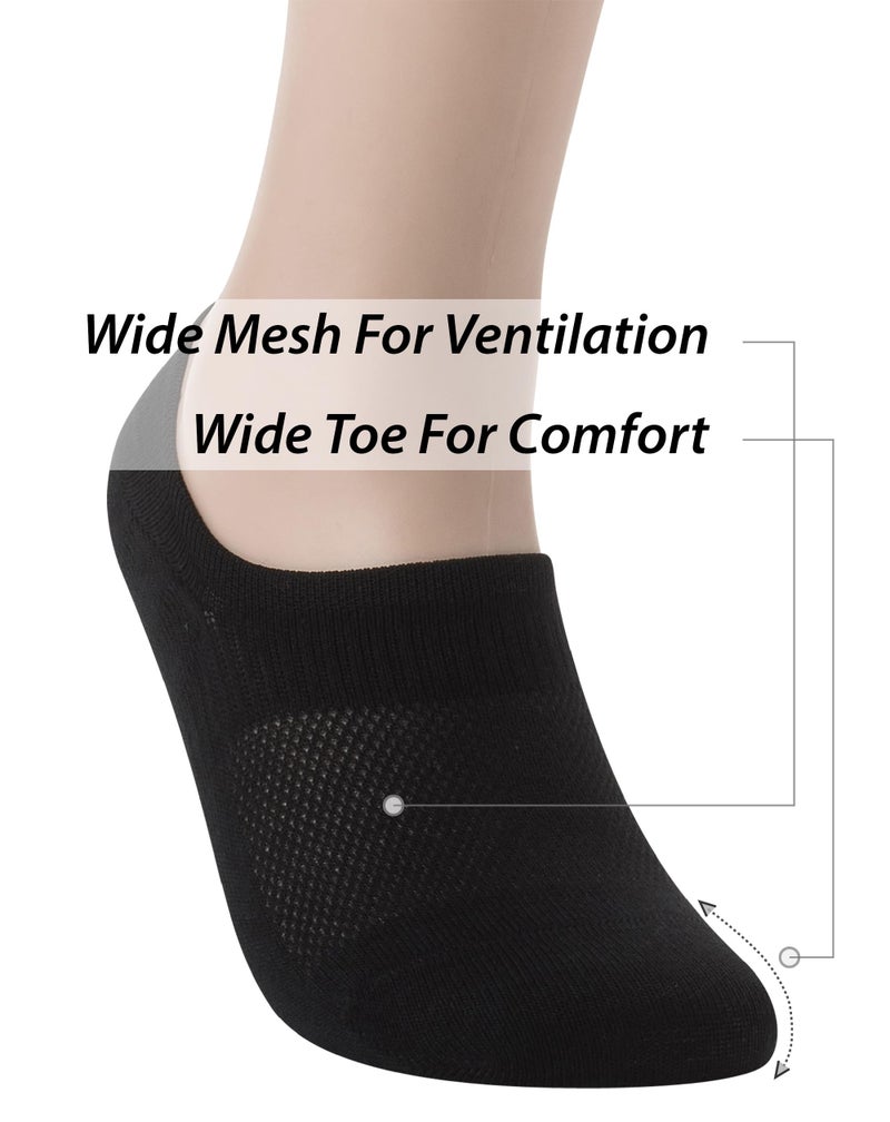 Pro Mountain Thin No Show Socks Women Seamless Wide Toe Box For Health Size S Black 6 Pack Liner Thin Footies Casual Sneakers Loafer Flats US Shoe 6-8 - Image 5